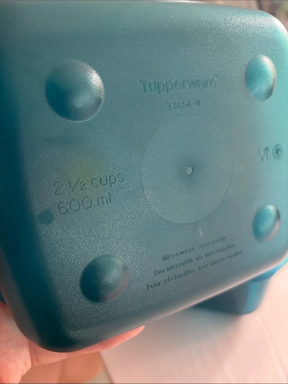 Tupperware Teal Blue Containers with Lime Green Vents (Pair)